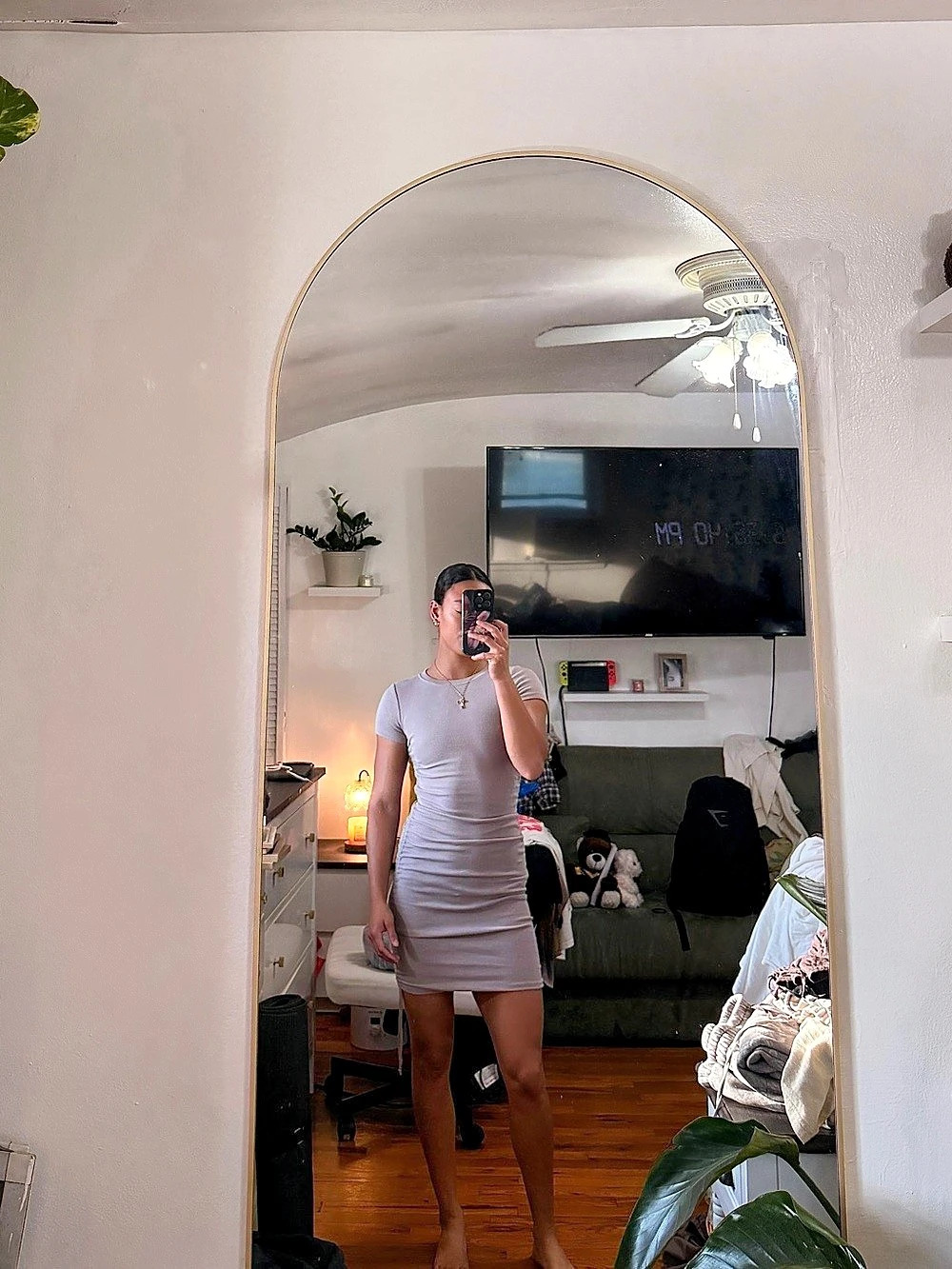 Garage Beige Bodycon Dress